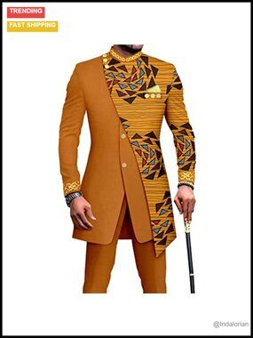 Embroidery Print Blazer and Pants Set Business Suit Party Wedding